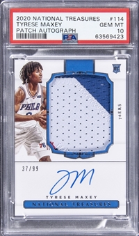 2020-21 Panini National Treasures "Patch Autographs" #114 Tyrese Maxey Signed Patch Rookie Card (#37/99) - PSA GEM MT 10